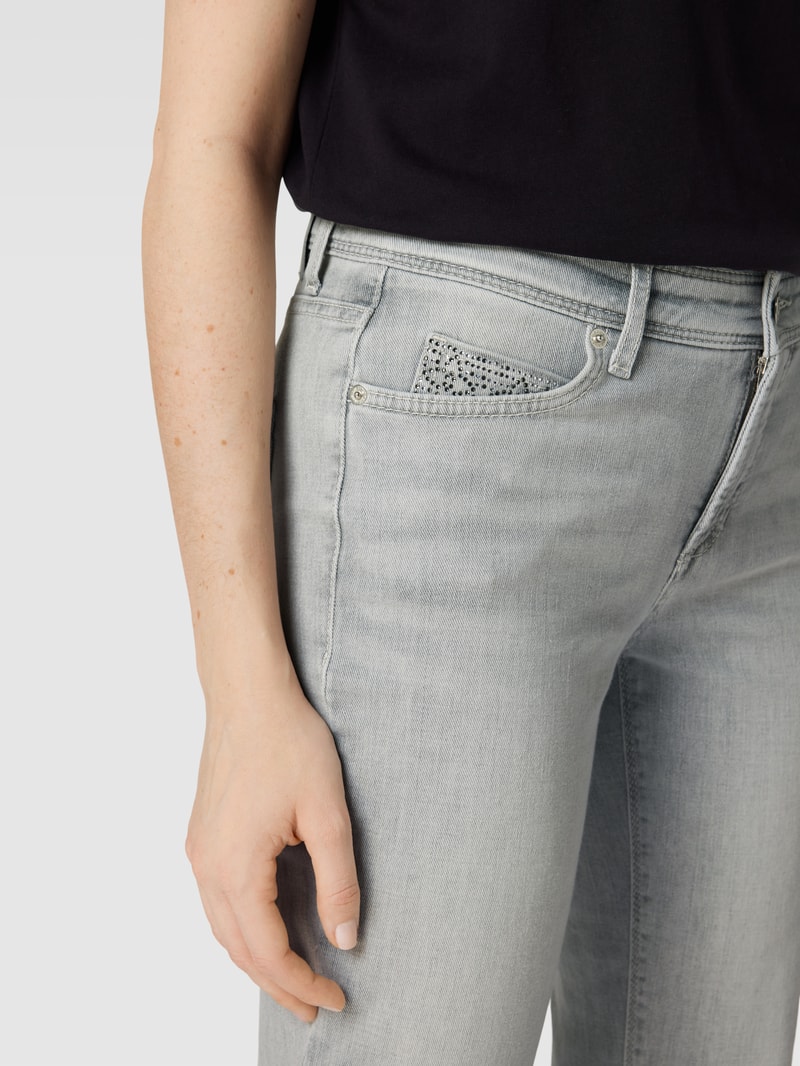 Jeans mit Strasssteinbesatz Modell 'PIPER' in hellgrau