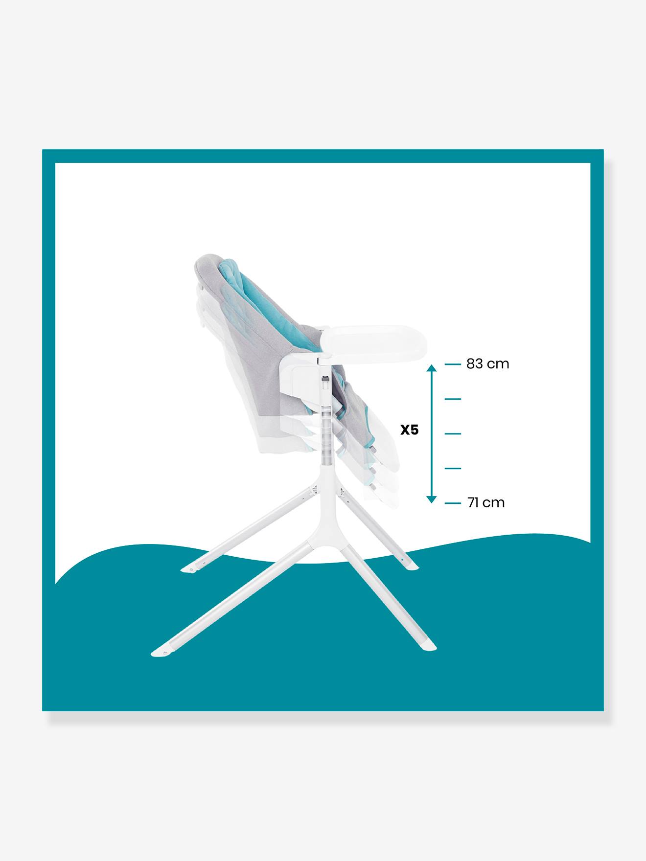 Chaise haute Slick 2 en 1 BABYMOOV blanc bleu gris