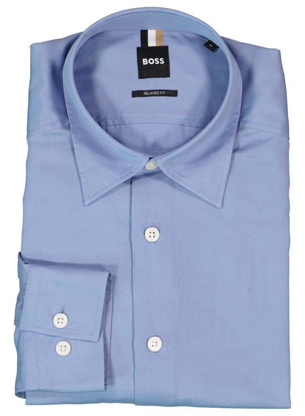 BOSS Black, Hemd, Relaxed Fit, Twill, blau