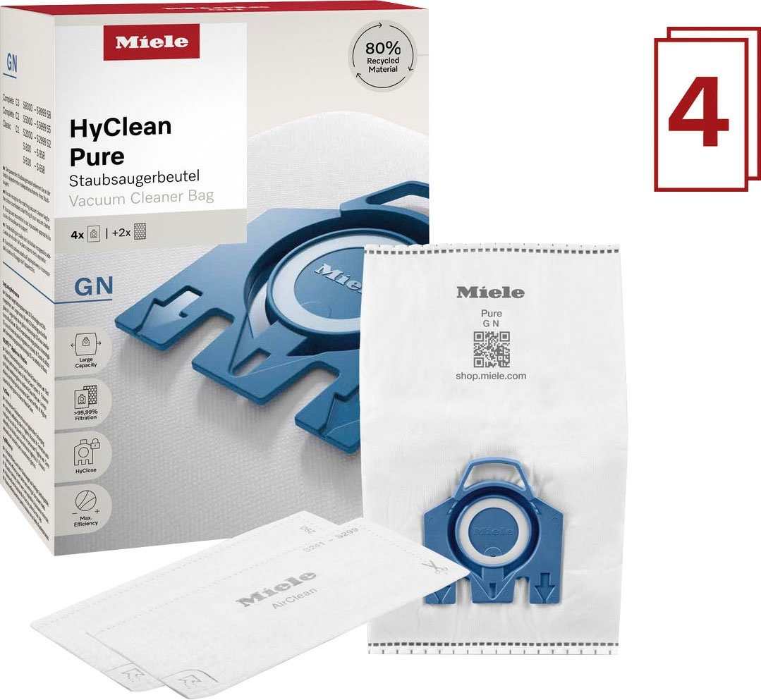 Miele Staubsaugerbeutel GN HyClean Pure 2.0 / Mit bester Filtrationsleistung, passend für Miele, 6 St.