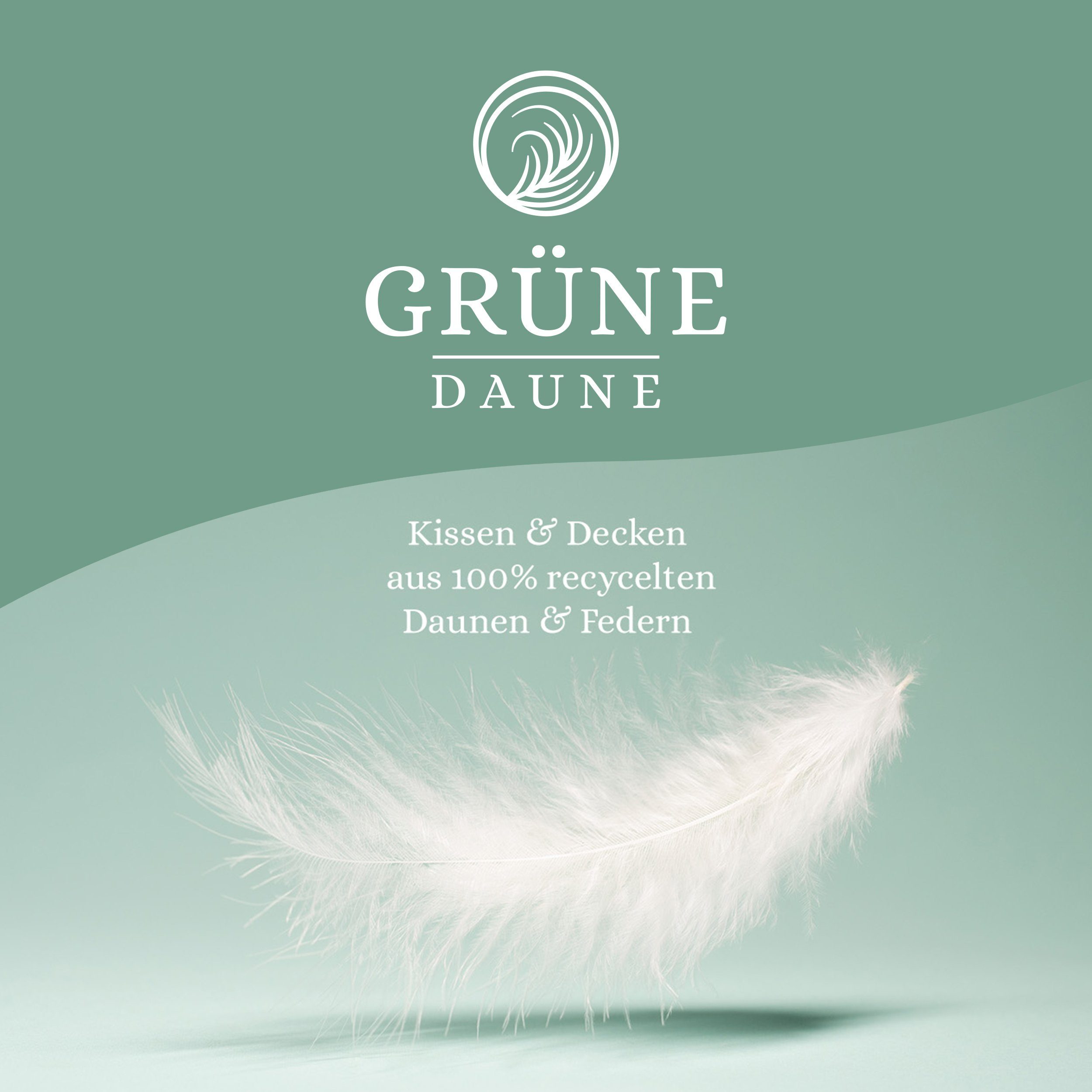 Daunenkissen Grüne Daune Kopfkissen, VOYAL LINNEN, Hergestellt in Deutschland, 100% recycelte Daunen & Federn