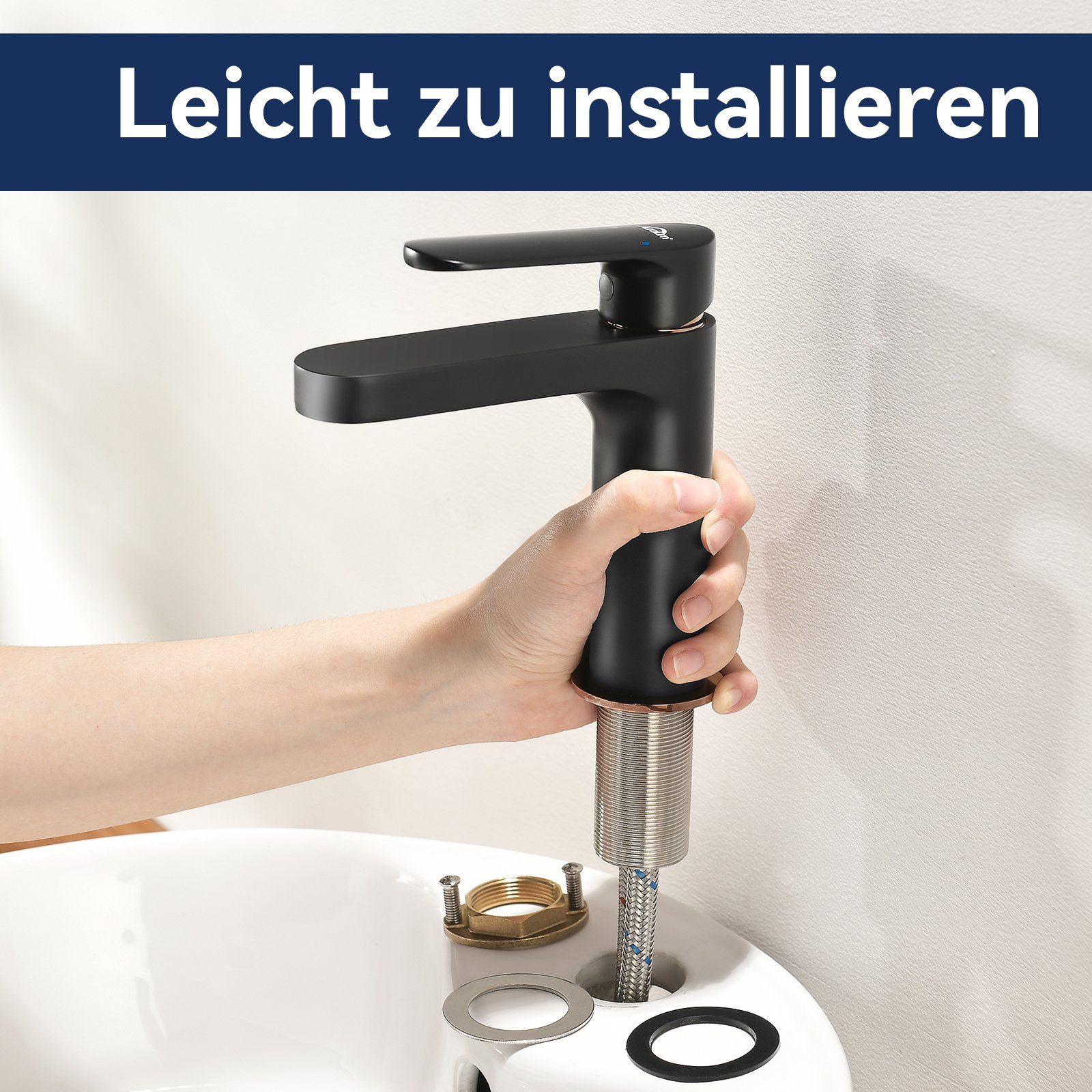 Auralum Waschtischarmatur Bad Wasserhahn Waschbecken Einhebel Mischbatterie Badarmatur für Badezimmer