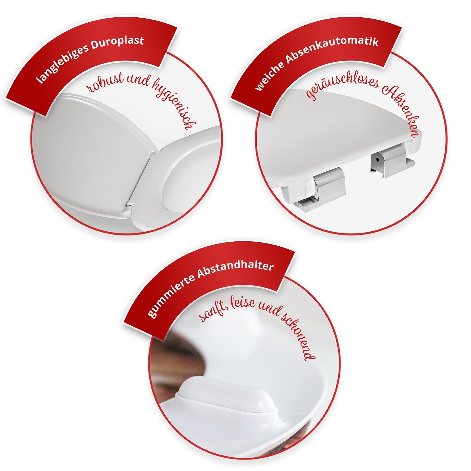 TRISENS WC-Sitz Nereus (einzeln), WC Sitz Toilettensitz mit Absenkautomatik Duroplast Klodeckel Klositz