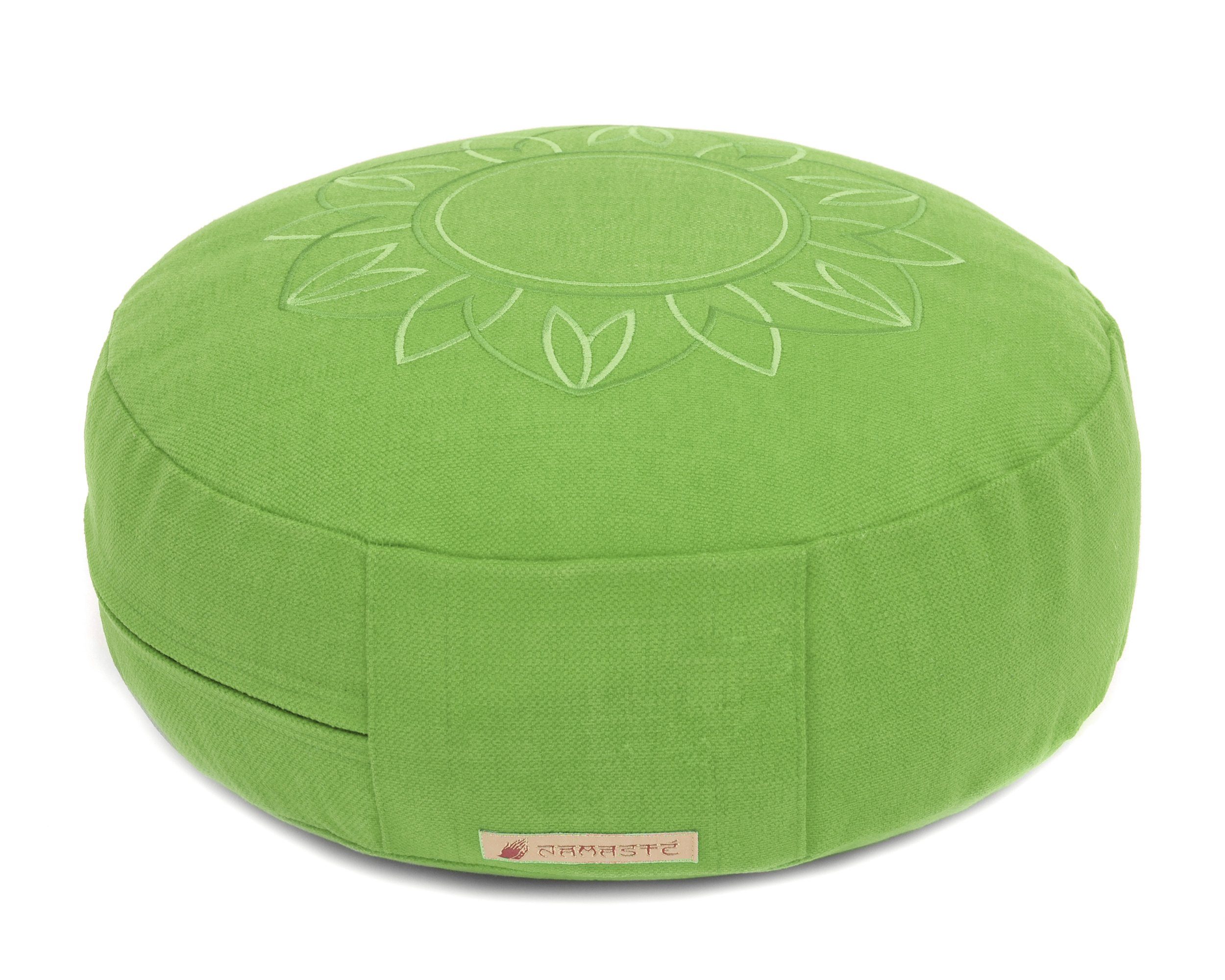 Yogishop Meditationskissen Meditationskissen Darshan Neo Flower, Hochwertiges Meditationskissen, rund mit Blumen-Applikation.