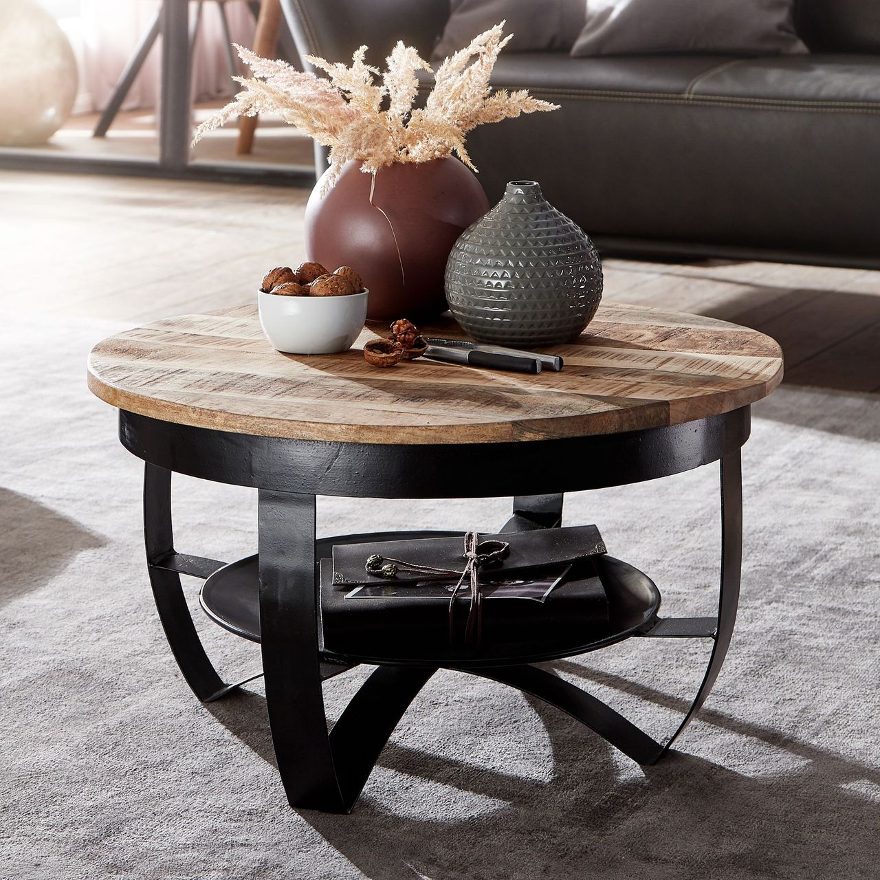 Wohnling Couchtisch Mango 60x34x60 cm Massivholz