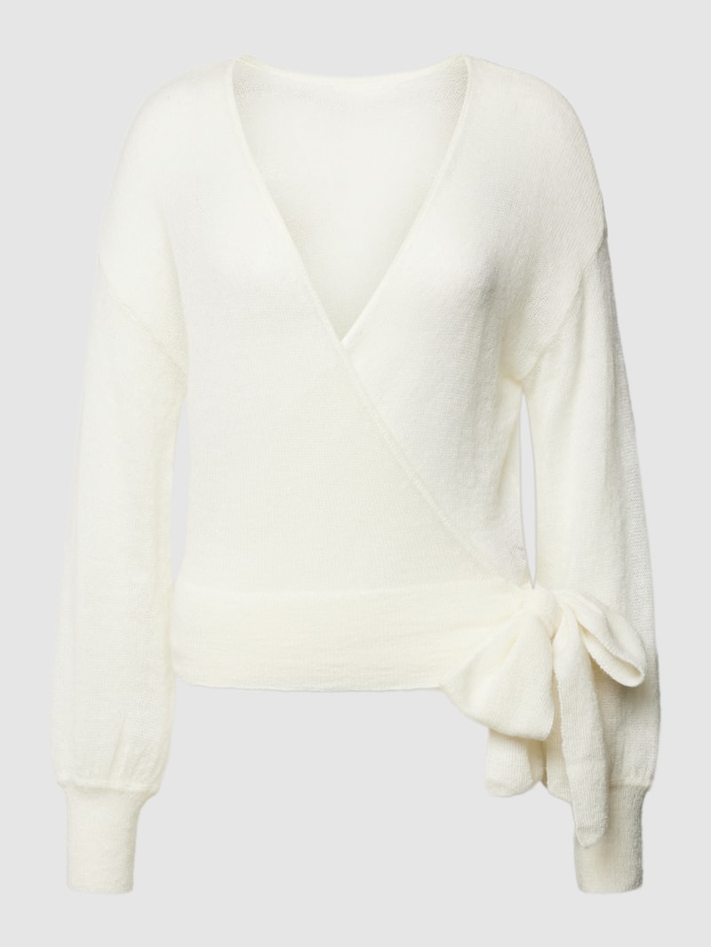 Strickjacke in Wickel-Optik mit Woll-Anteil in offwhite