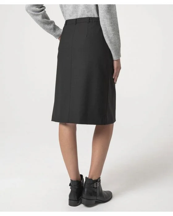 Jupe pli creux, lainage aspect flanelle