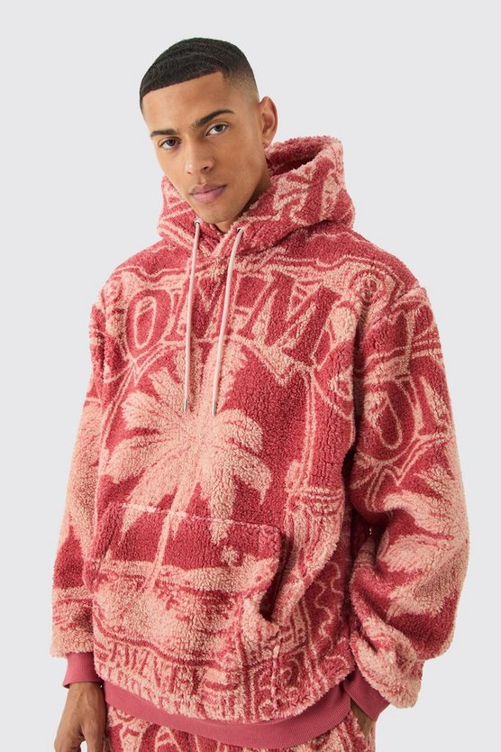 Oversize Hoodie mit Borg-Print
