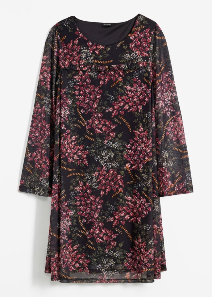 Mesh-Kleid mit Rüschen