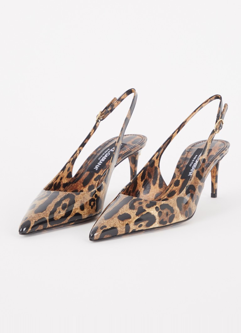 Slingback Dolce & Gabbana Lucido in pelle di vitello con stampa leopardata