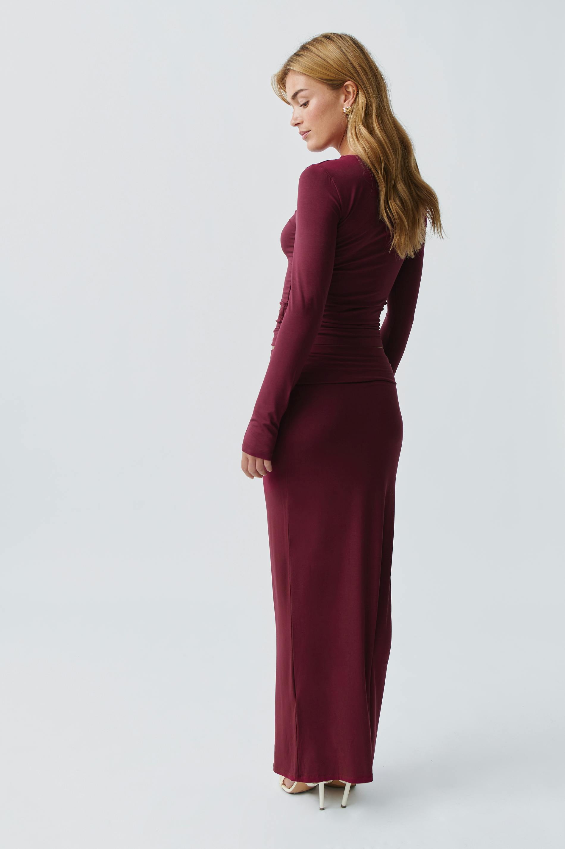 Soft touch folded maxi skirt