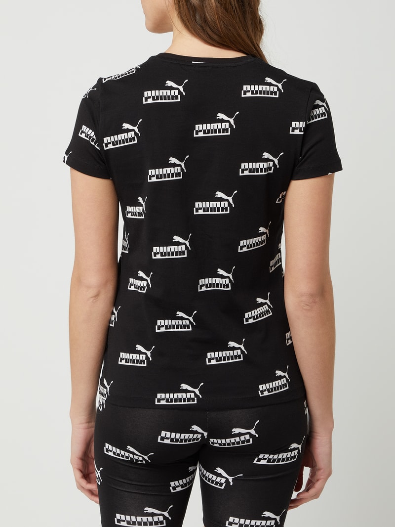 Regular Fit T-Shirt mit Logo-Muster in schwarz
