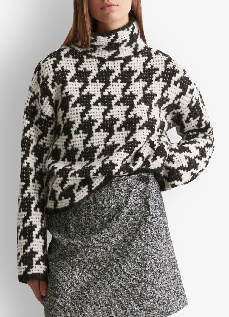 Marc O'Polo Chunky knit sweater in alpaca wool blend with houndstooth design