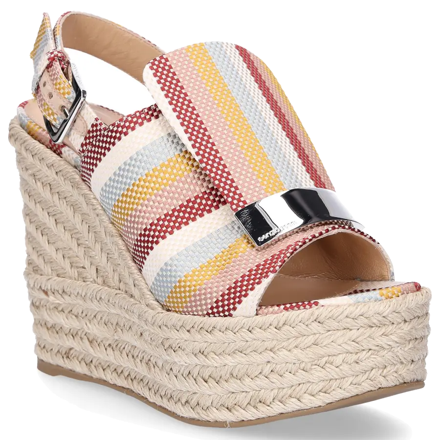 Sergio Rossi - Espadrilles SR1 ESPADRILLES Baumwolle Seide Logo bunt - beige