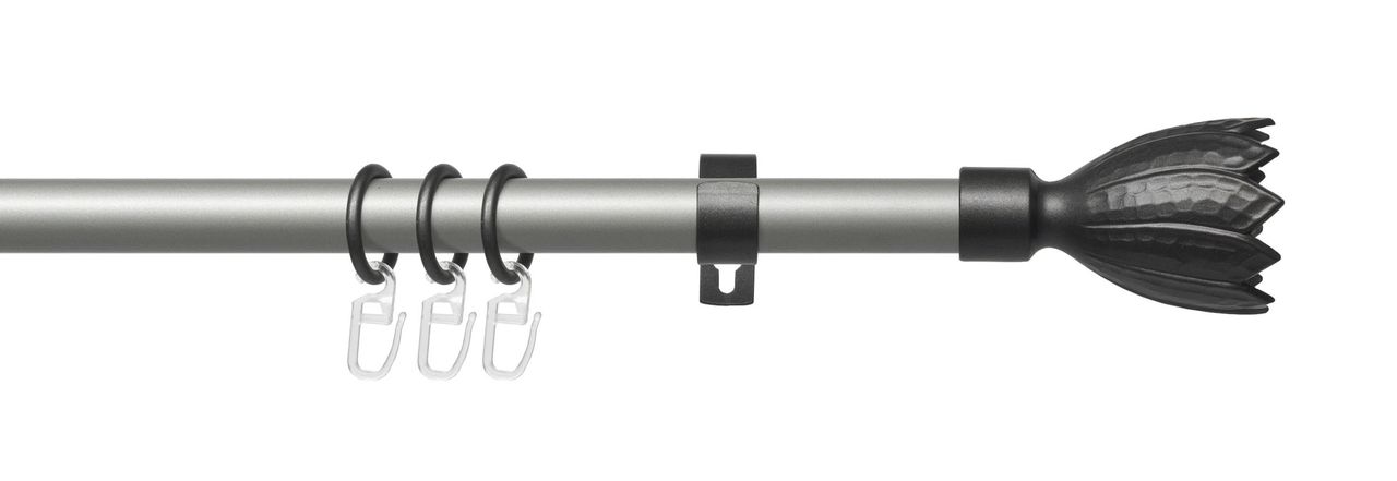 Bella Casa Stilgarnitur Gardinenstange Flower 20 mm Ø, 160 cm, silber-anthrazit