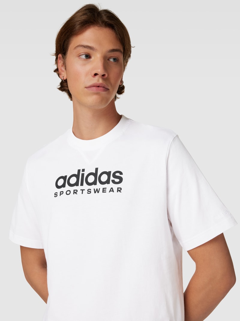 T-Shirt mit Label-Print in weiß