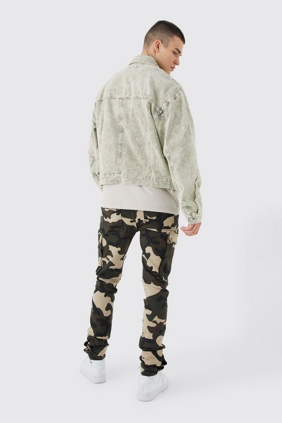Tall kastige Cord-Jacke mit Acid-Waschung