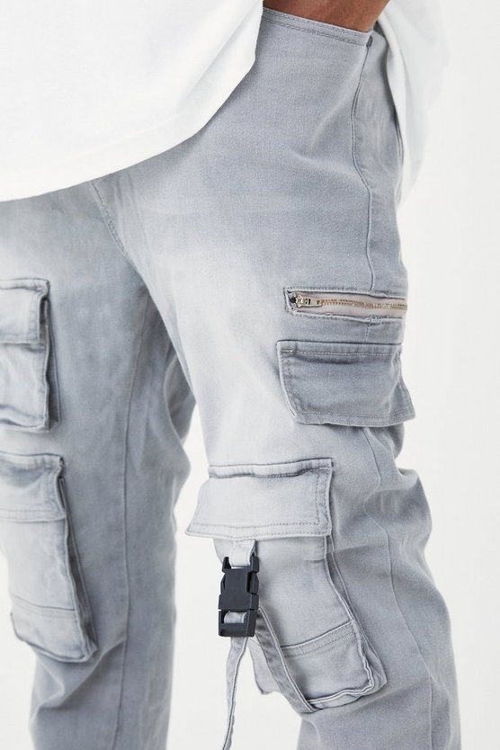 Plus Skinny Stretch Cargo-Jeans mit Taschen