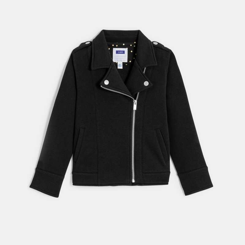 Blouson Perfecto en molleton noir Fille