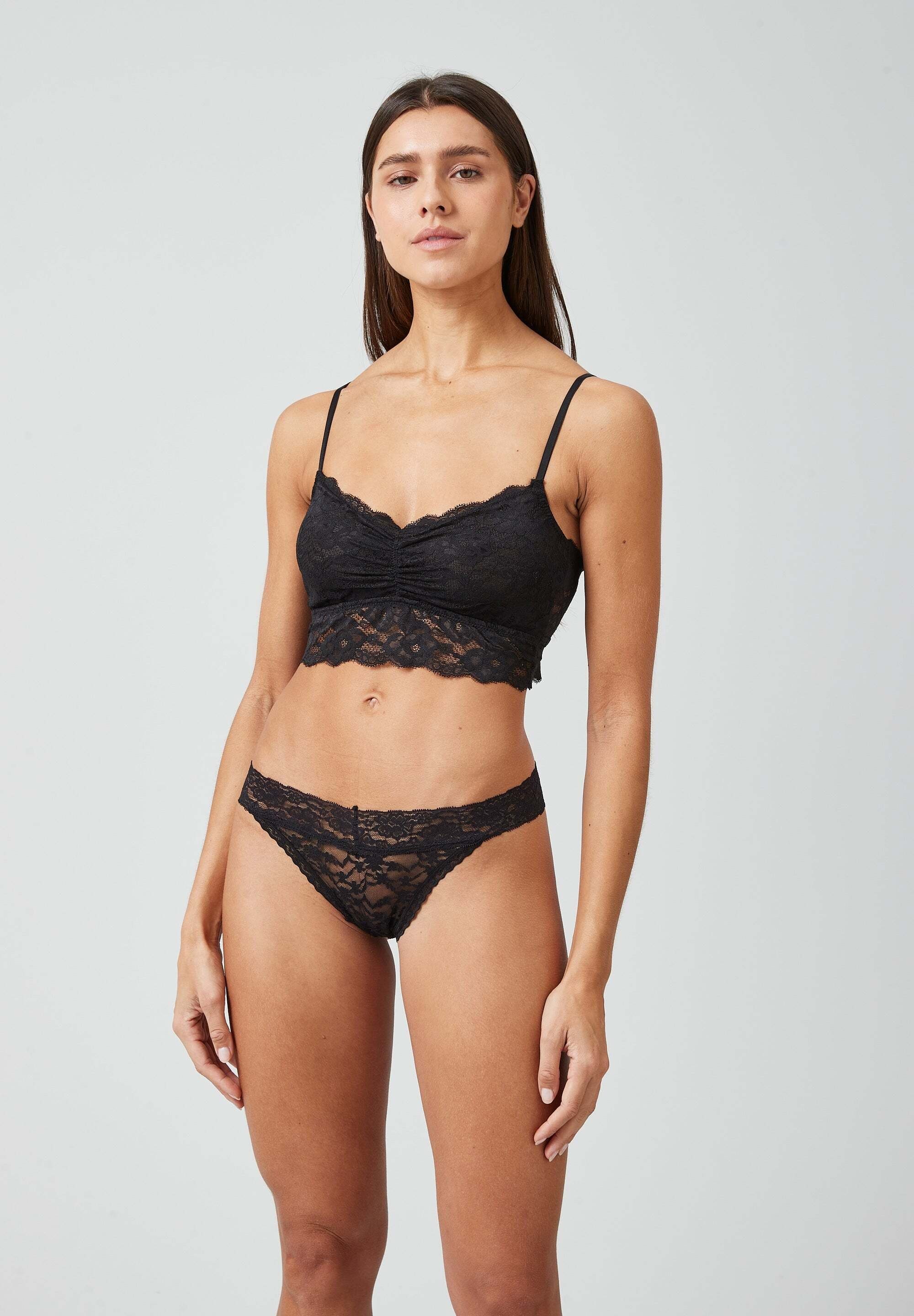 SNOCKS Tanga Unterwäsche Damen String Unterhosen Tanga (3-St) vollständig aus Spitze, Zwickel aus 100% Bio-Baumwolle