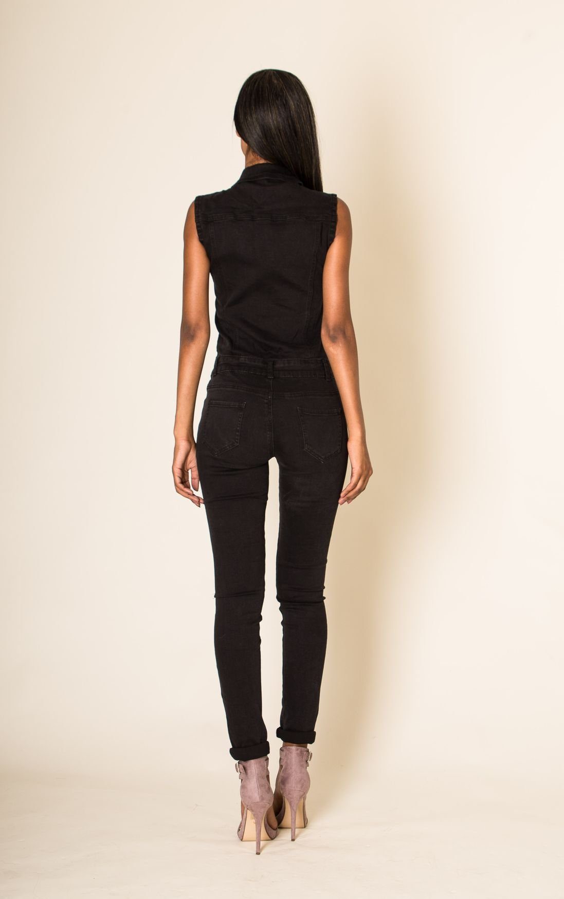Nina Carter Jumpsuit Jeans Overall Jumpsuit Hosenanzug Einteiler (1-tlg) 2661 in Schwarz