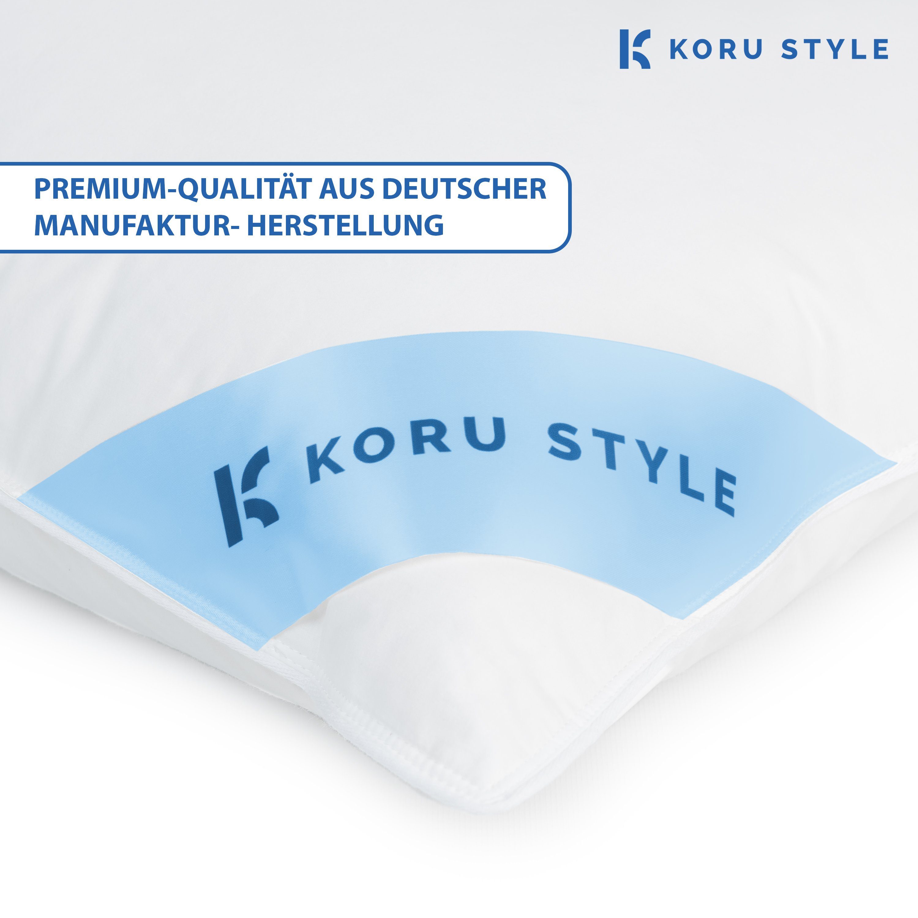 3-Kammer-Kopfkissen Kopfkissen Superior, Koru Style, Füllung: neue weißen Daunen und Gänsefedern, Bezug: 100% Baumwolle, aus Deutschland, tolles Preis-Leistungs-Verhältnis, Stützkraft Medium