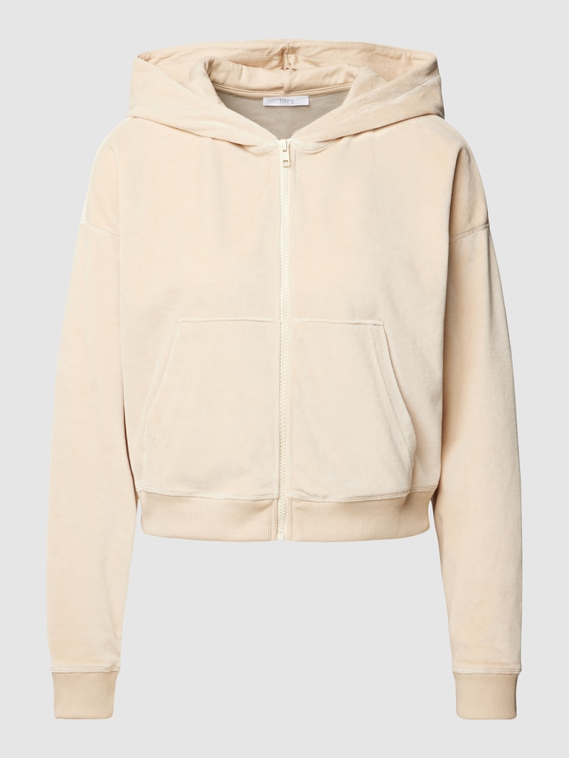 Sweatjacke mit überschnittenen Schultern und Eingrifftaschen in sand