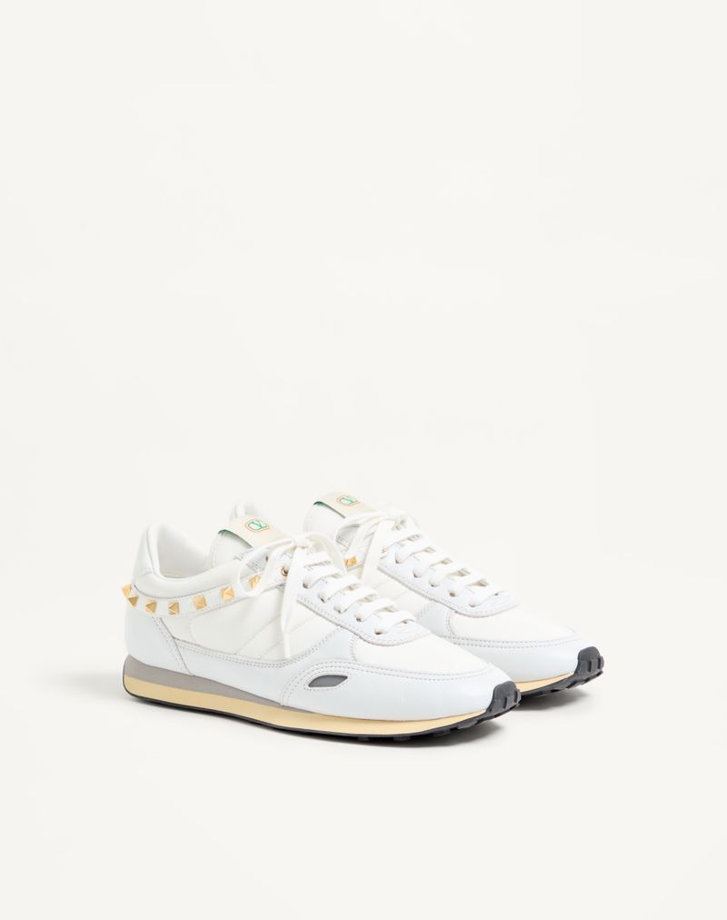 Baskets cloutées en cuir et nylon