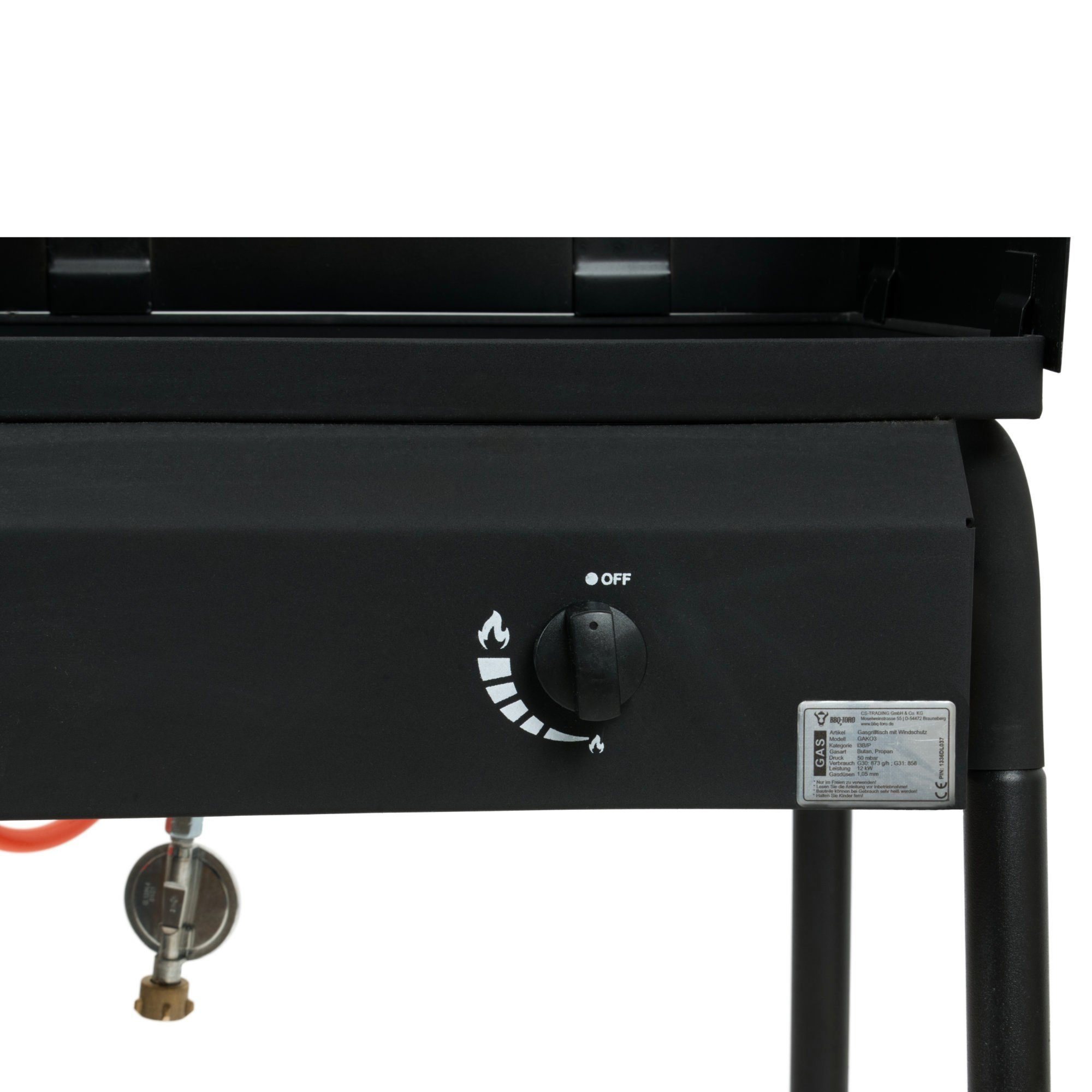 BBQ-Toro Gaskocher Gas Grilltisch mit Windschutz, Gusseisen Gaskocher 2 Brenner, 12kw