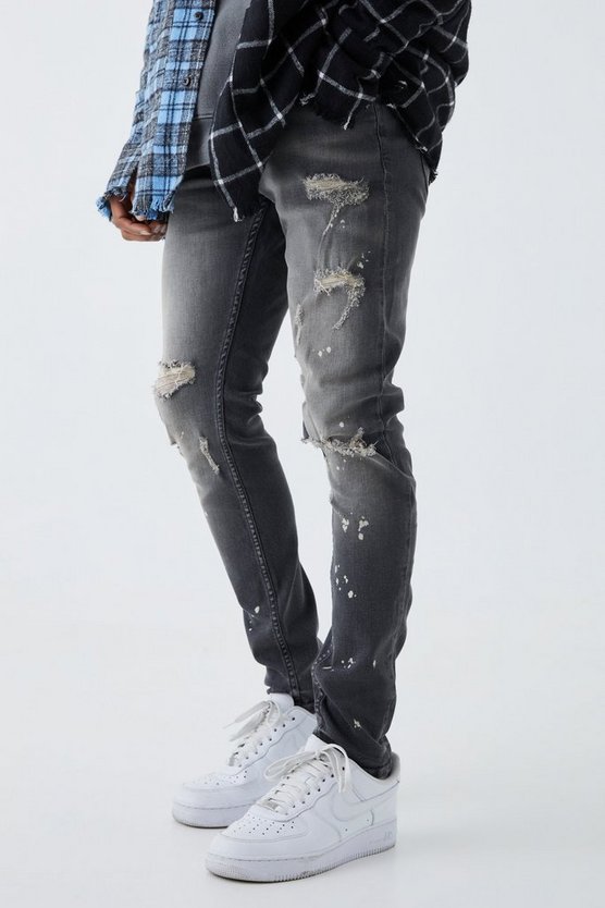 Gebleichte Skinny Stretch Jeans mit Riss am Knie