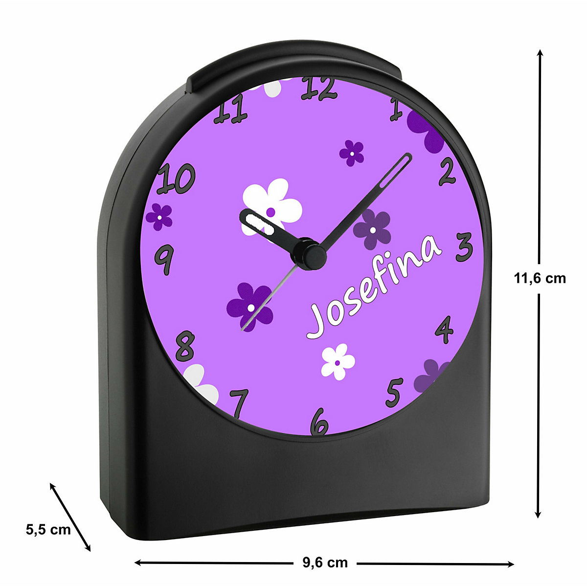 Kinder Funkwecker personalisiert mit Namen Blume Atom-/Funkuhr, 12-Stunden-Anzeigeformat, Schlummerfunktion, Nachtlicht, Geräuschlos/Ohne Ticken