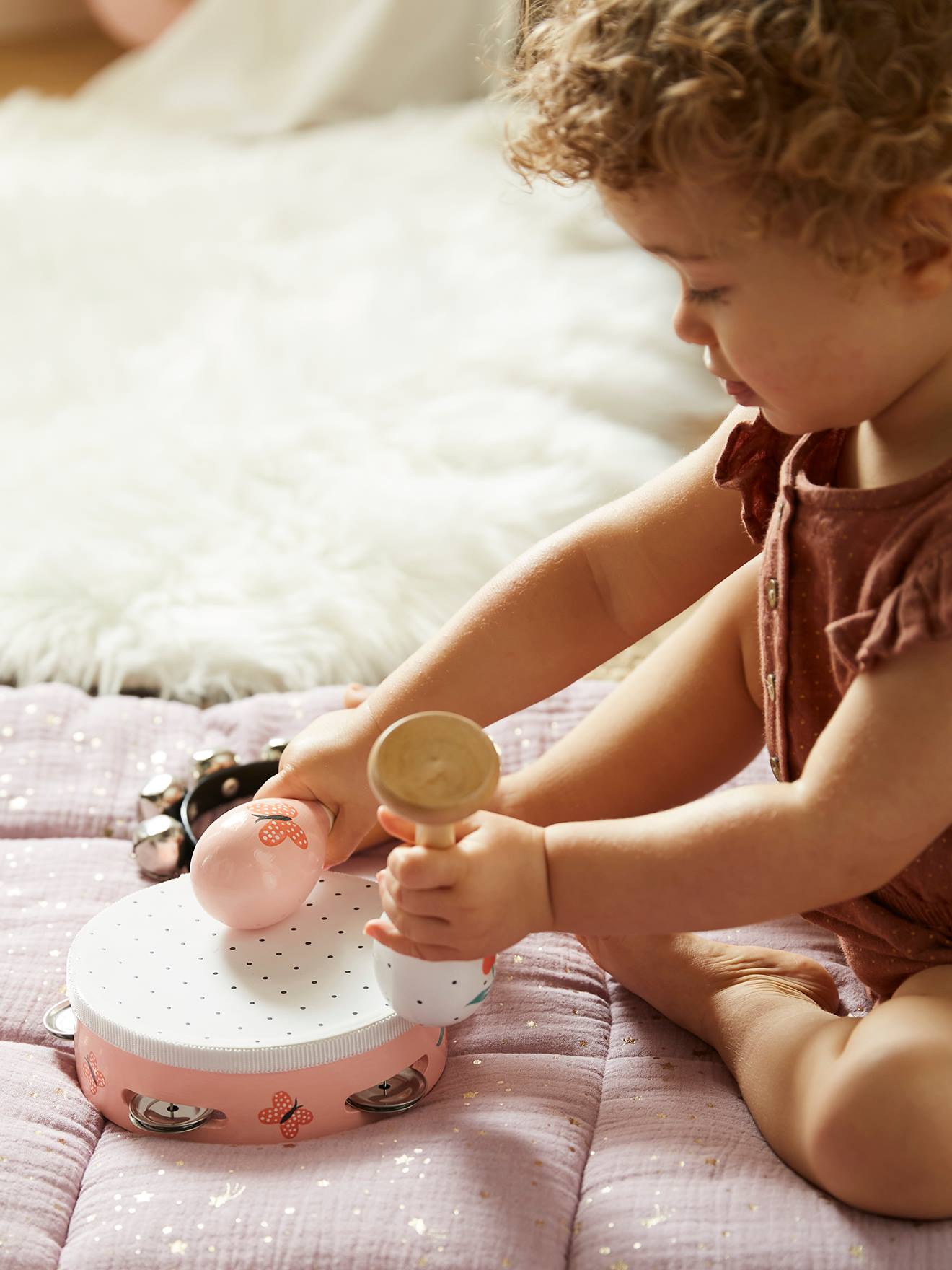 Vertbaudet Kinder Perkussion-Set, Holz FSC - rosa kirschen