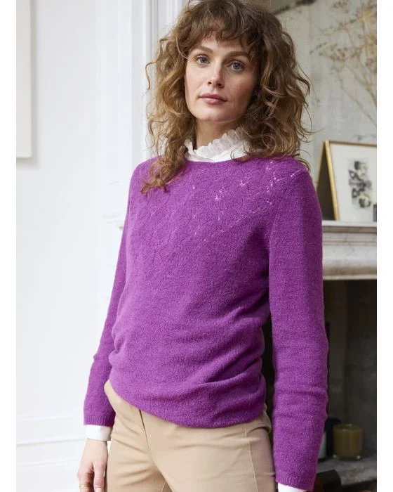 Pull maille ajourée mélange alpaga