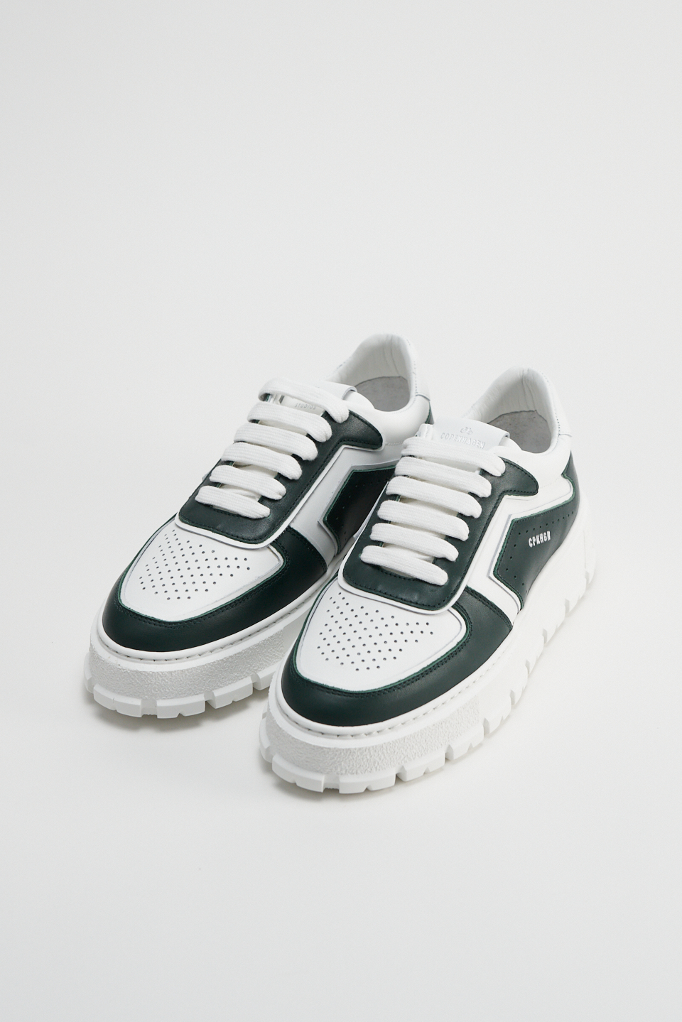 CPH332 leather mix green/white