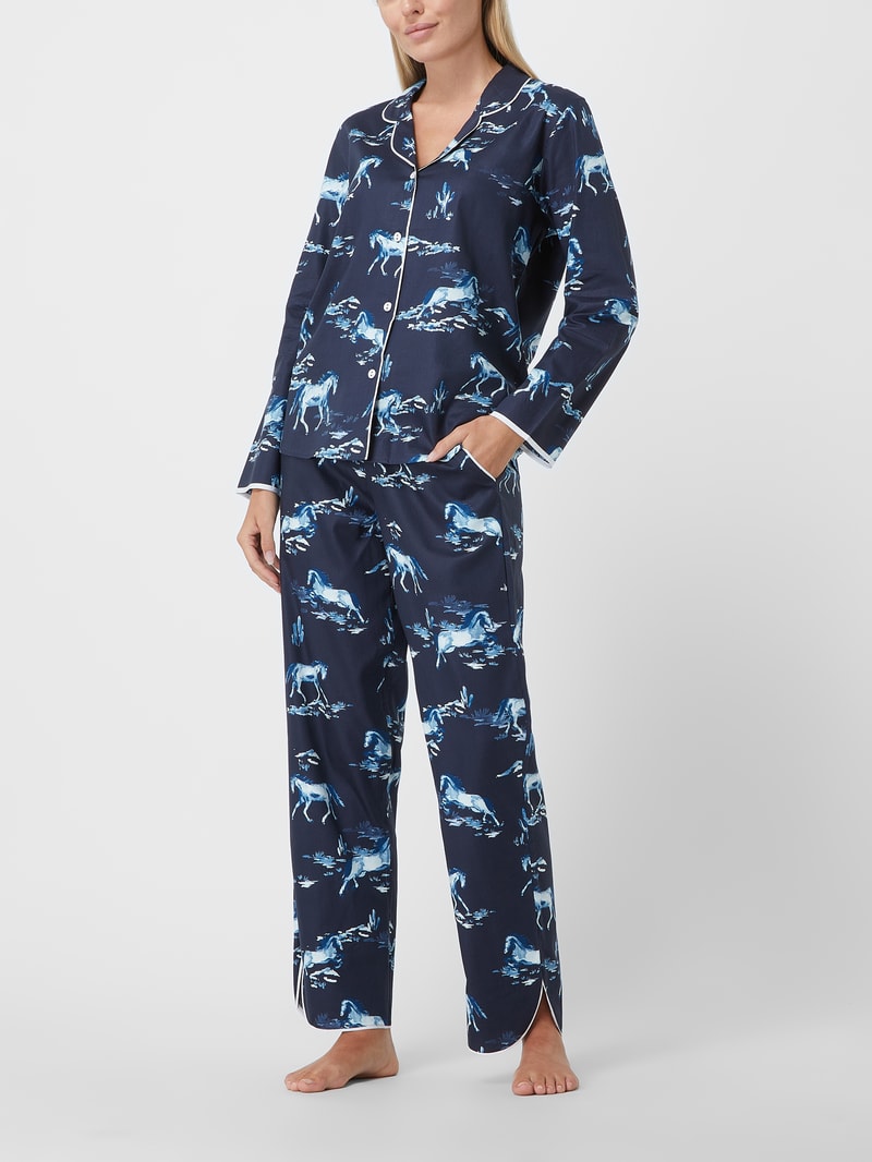 Pyjama-Oberteil aus Baumwoll-Modal-Mix Modell 'Verity' in marineblau