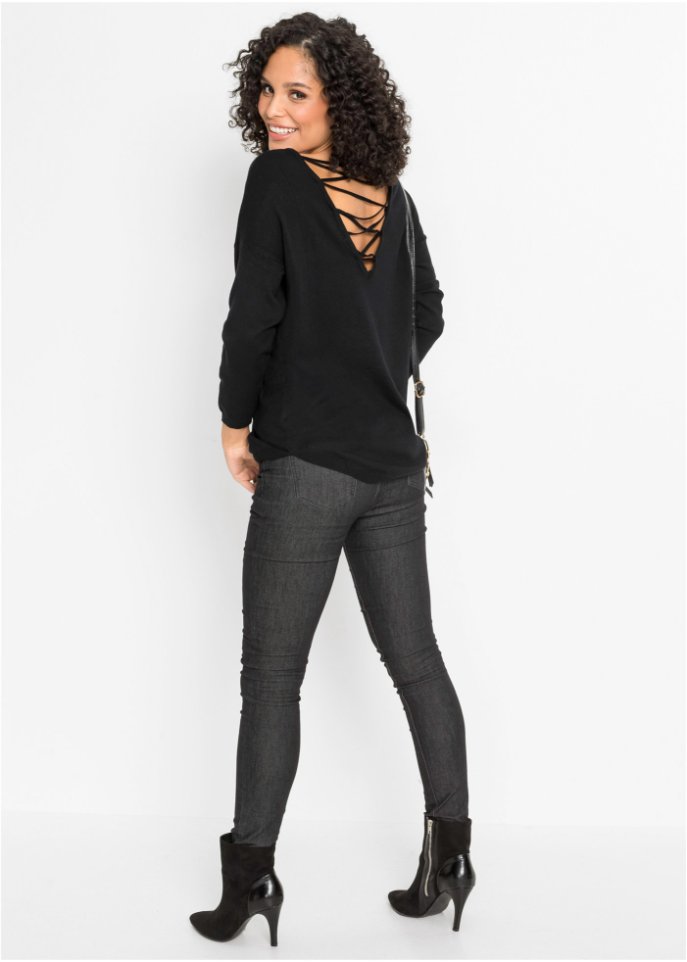 Pullover mit V-Ausschnitt hinten