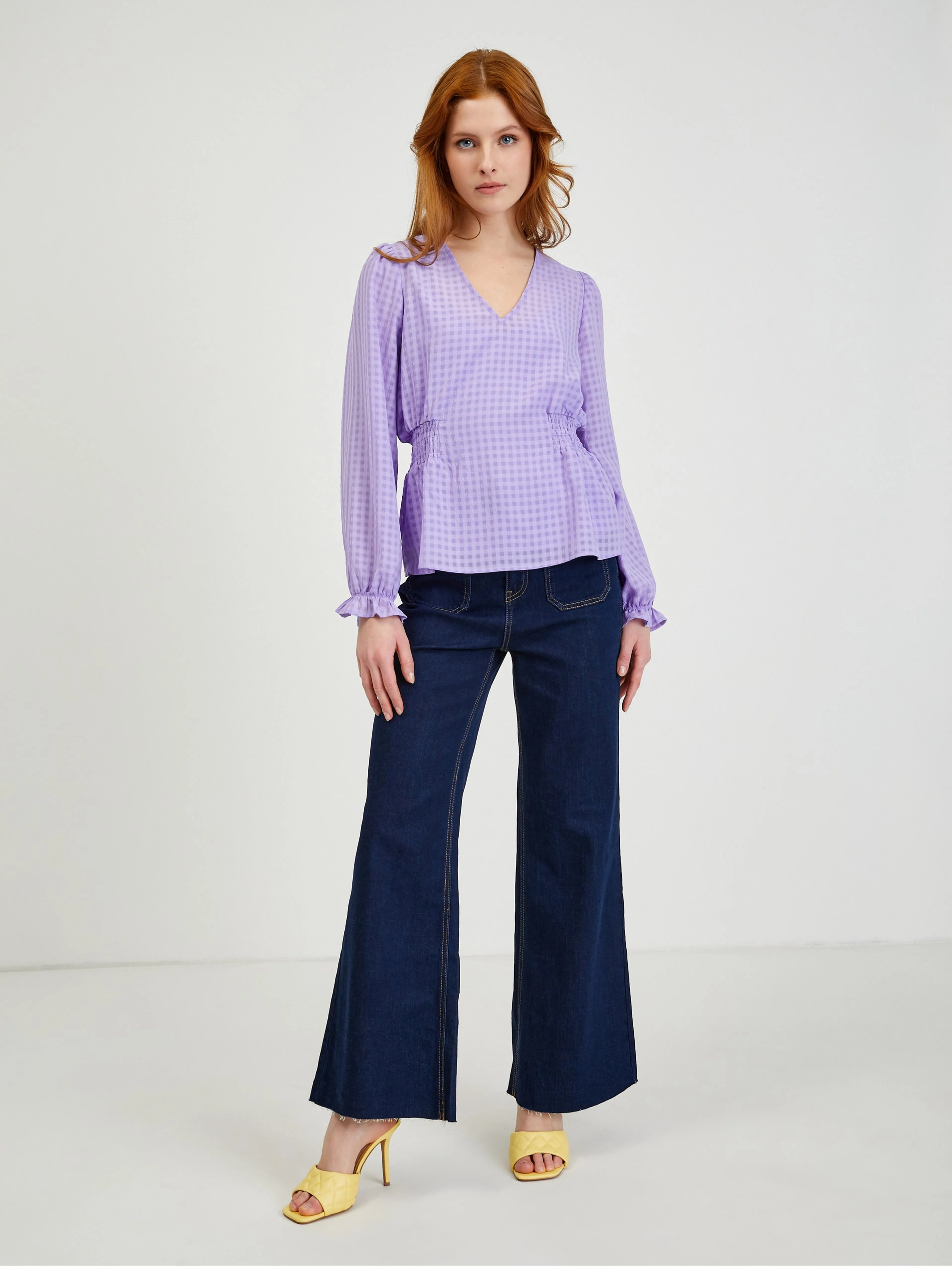 Hellviolette karierte Damenbluse ORSAY