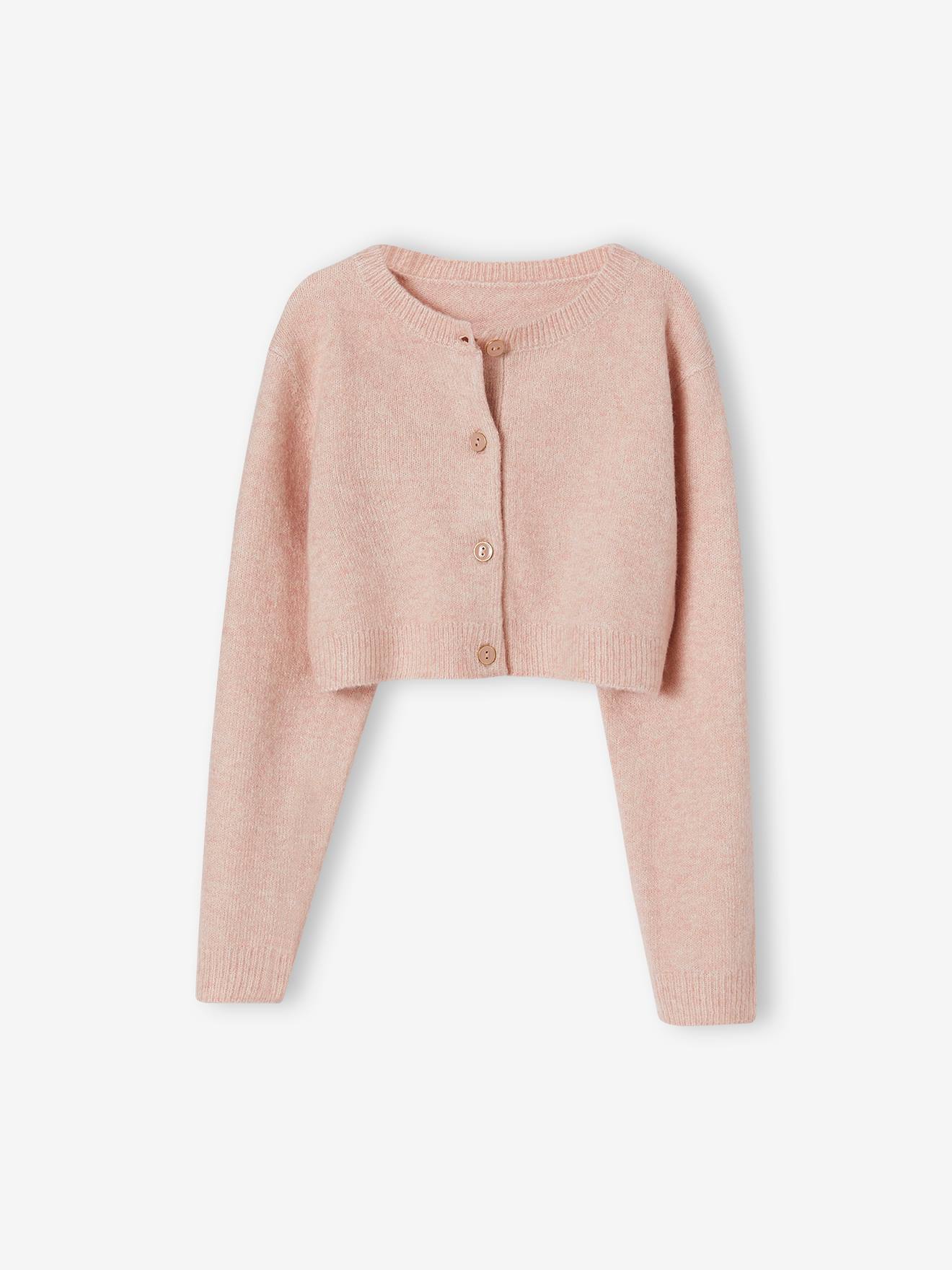 Gilet boléro fille rose poudré