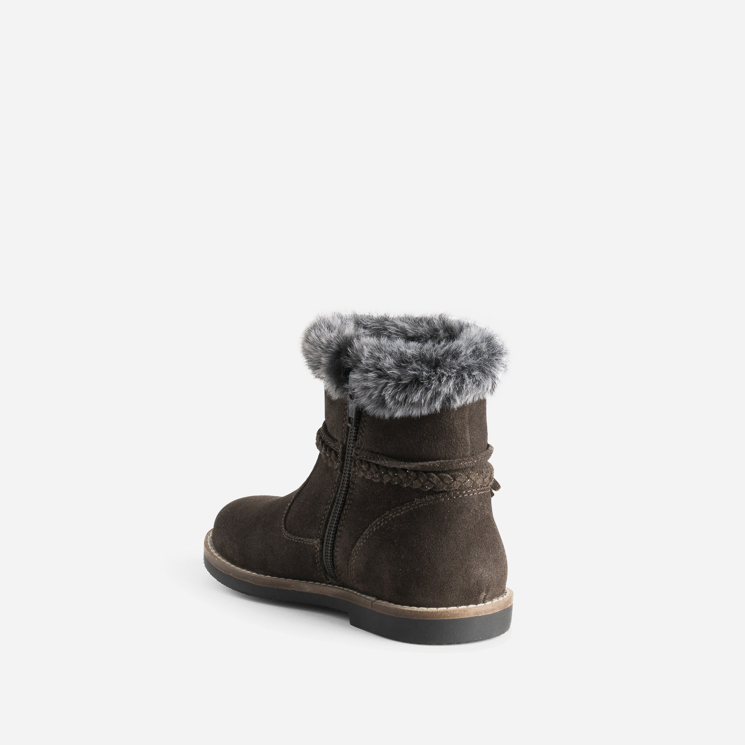 Boots BUGGY marron cuir velours à bord fourré
