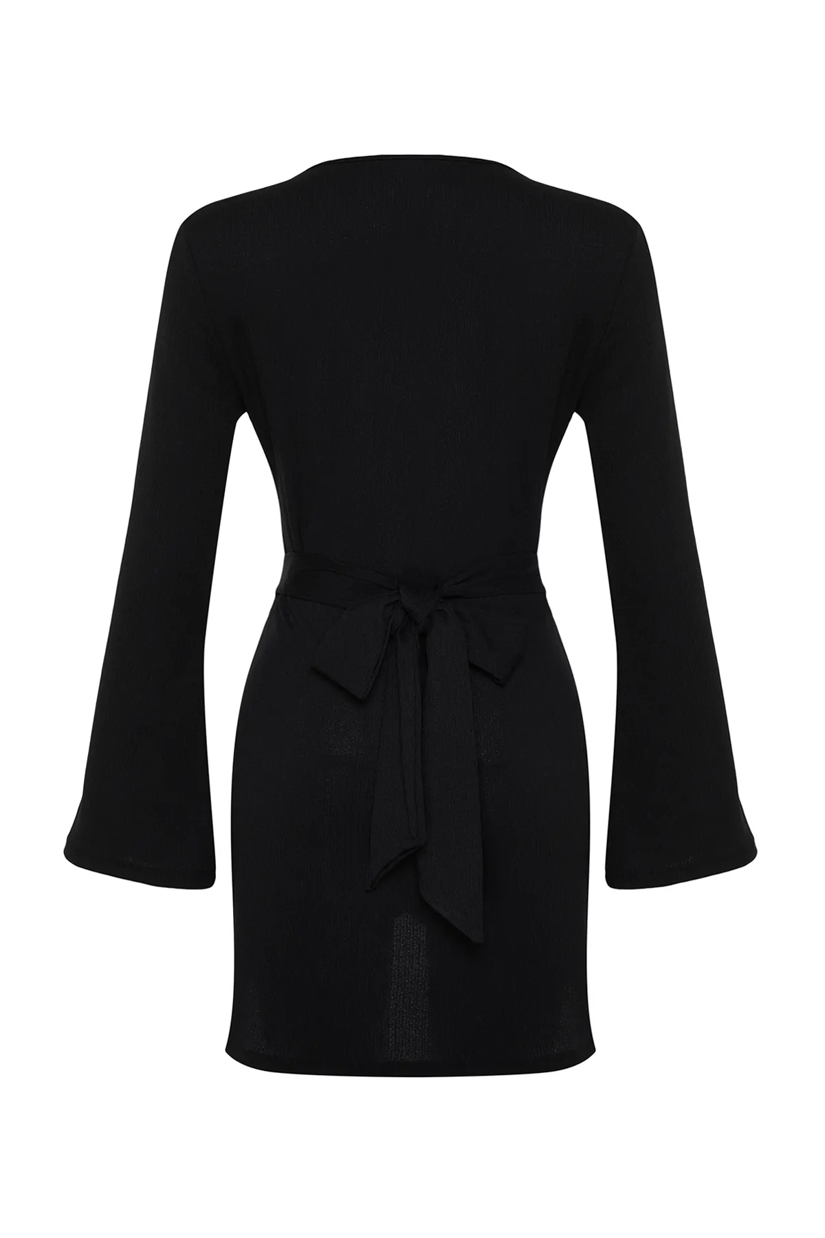 Trendyol Collection  Schwarzes, gewebtes Mini-Strandkleid zum Binden TBESS24EL00072