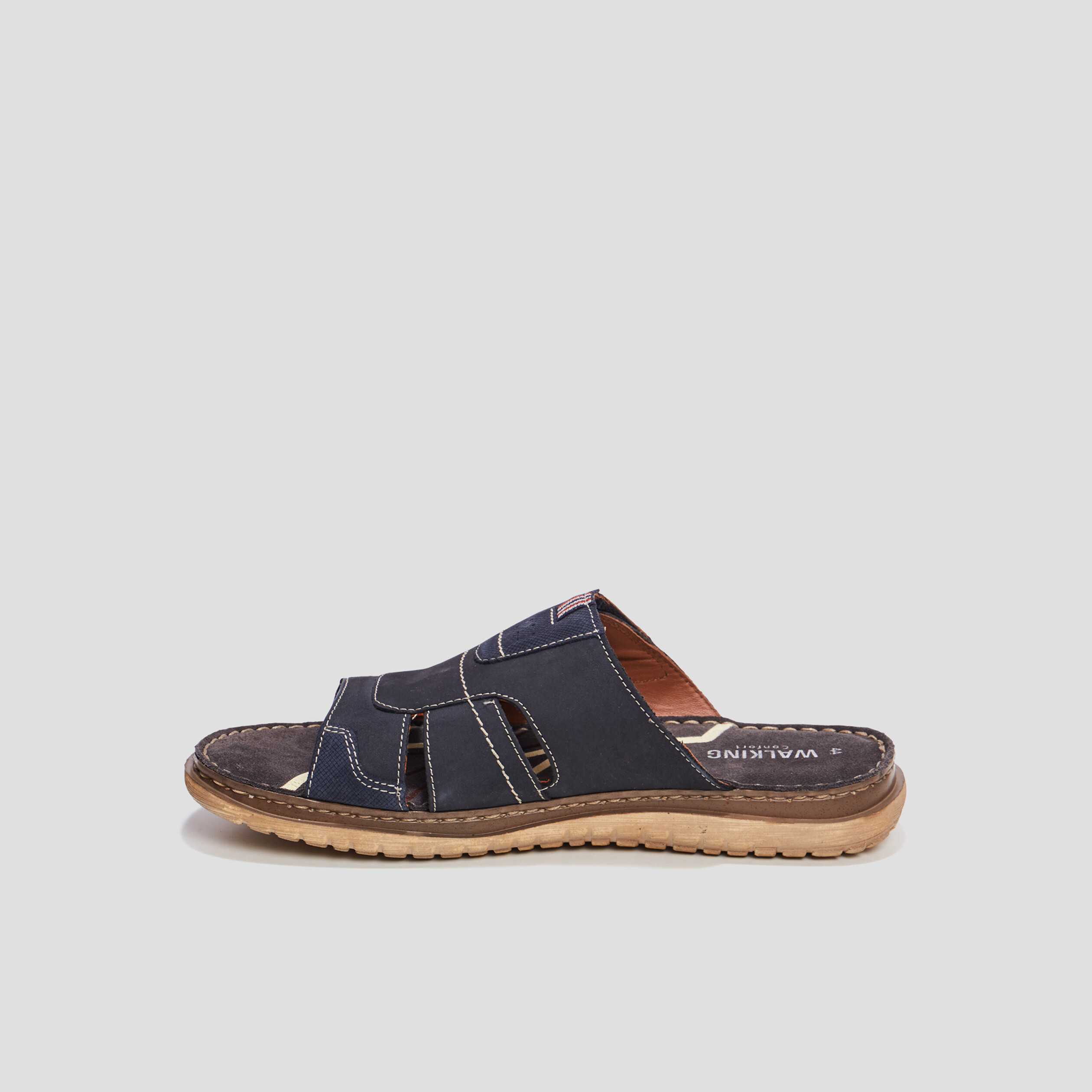 Mules en cuir Walking bleu marine homme | La Halle