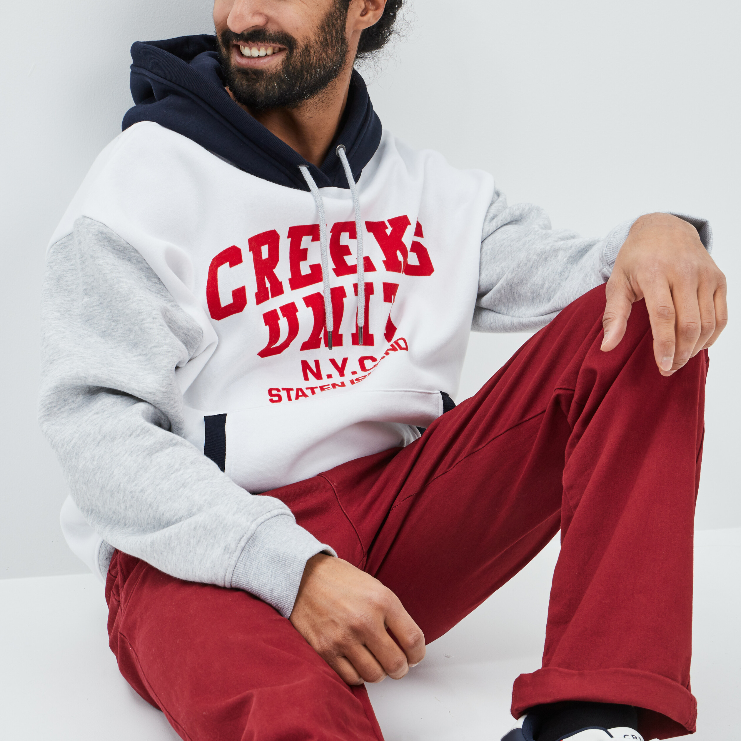Sweat à capuche hoodie Creeks ivoire homme | La Halle