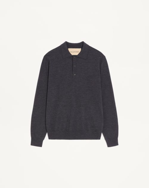 Valentino poloshirt van wol met V-logo borduurwerk