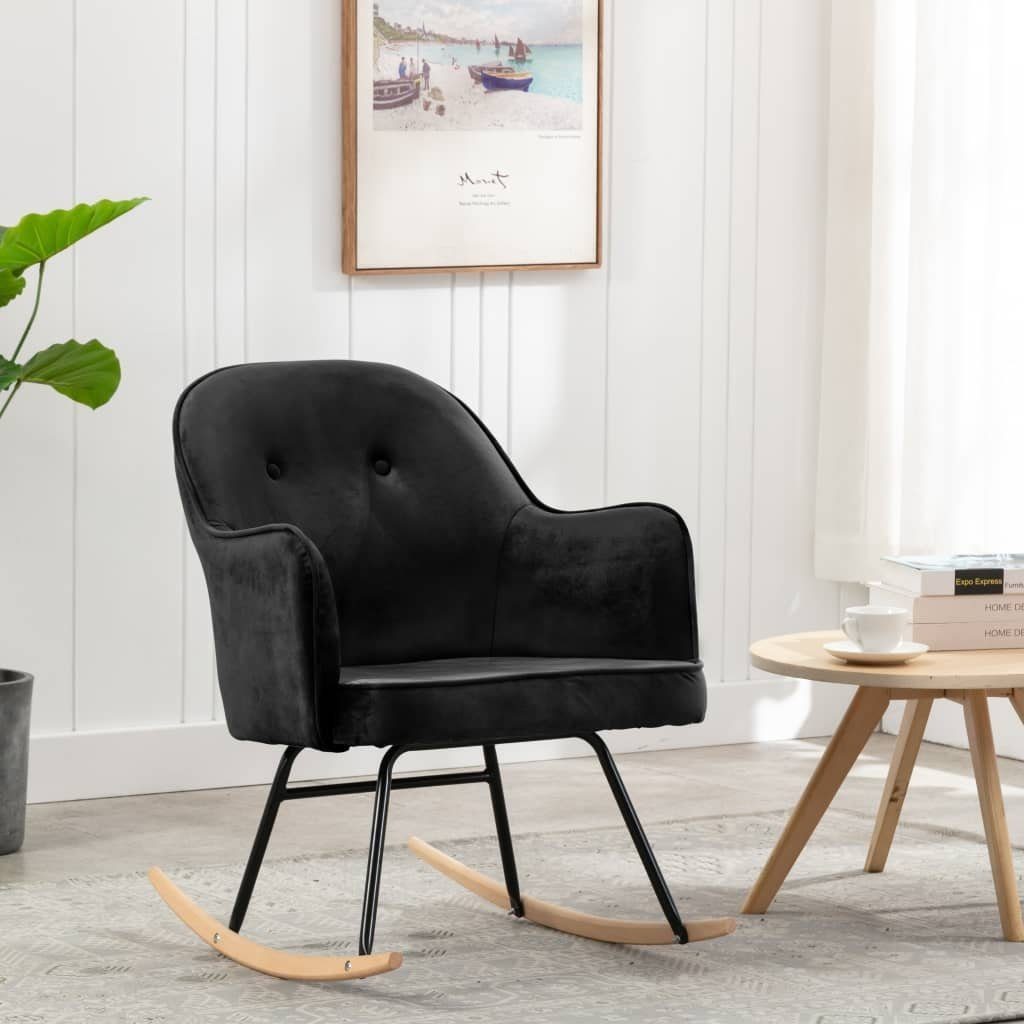 möbelando Schaukelstuhl Aletshausen (B/H/T: 60x84x74 cm), aus Samt in Schwarz