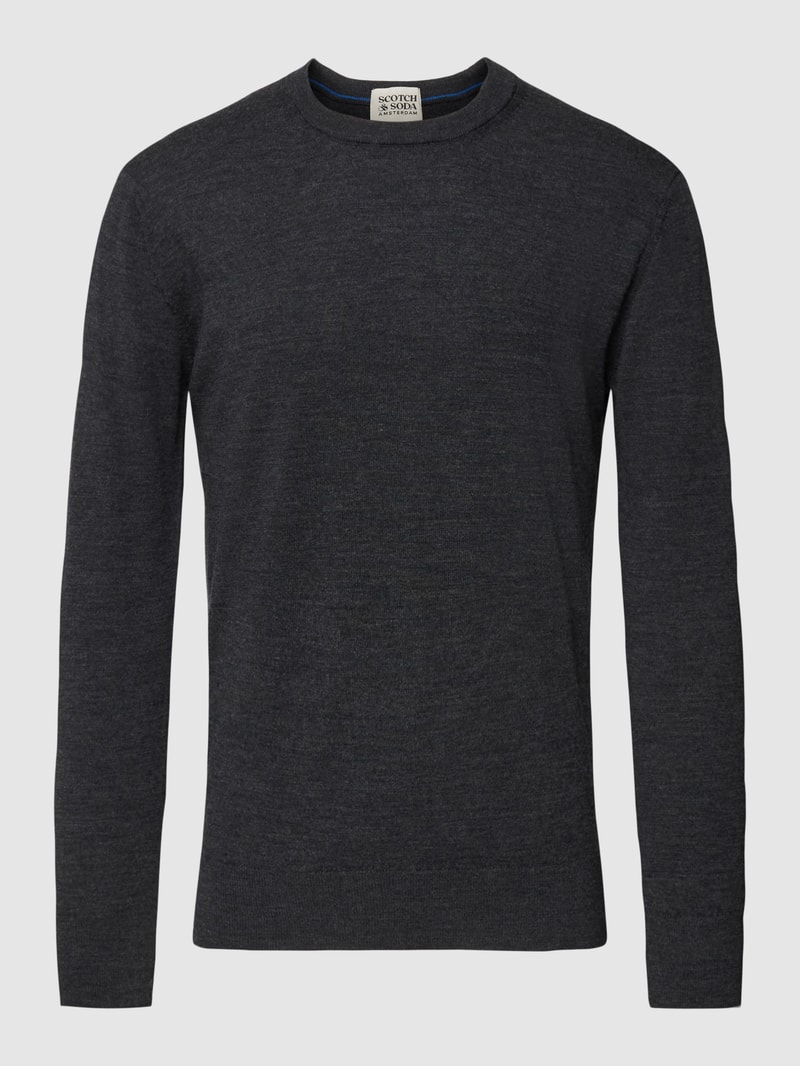 Strickpullover mit Label-Stitching in anthrazit