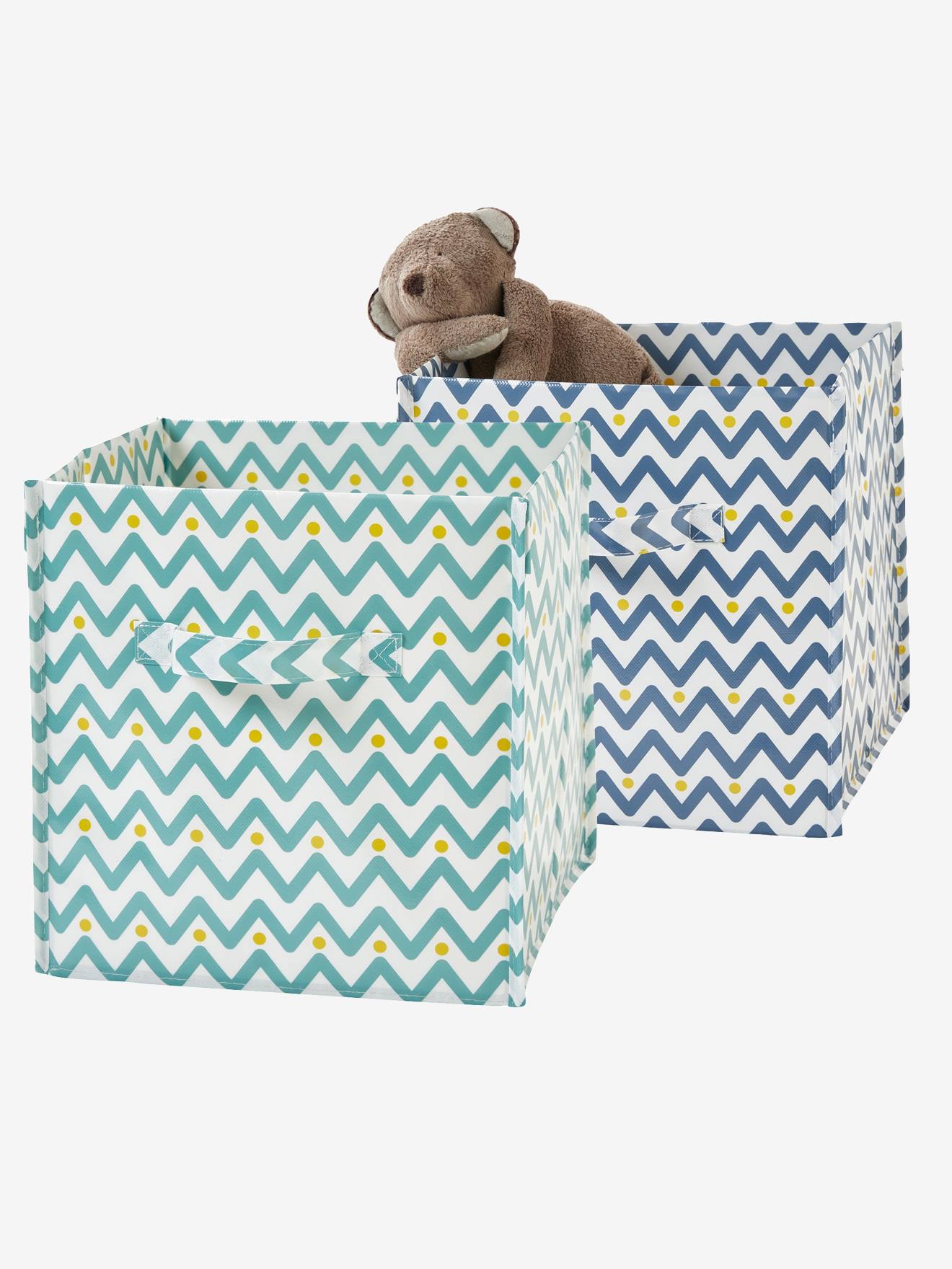 Lot de 2 bacs de rangement jaune + bleu