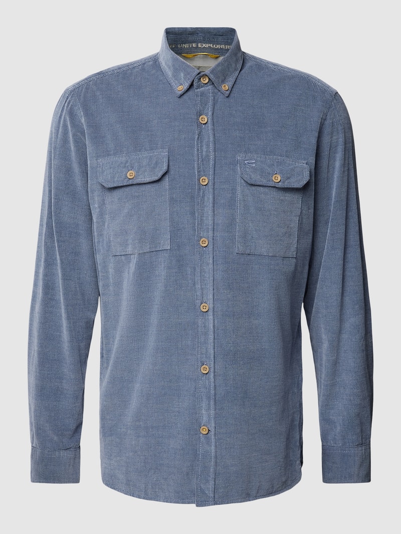 Regular Fit Freizeithemd mit Strukturmuster in marineblau