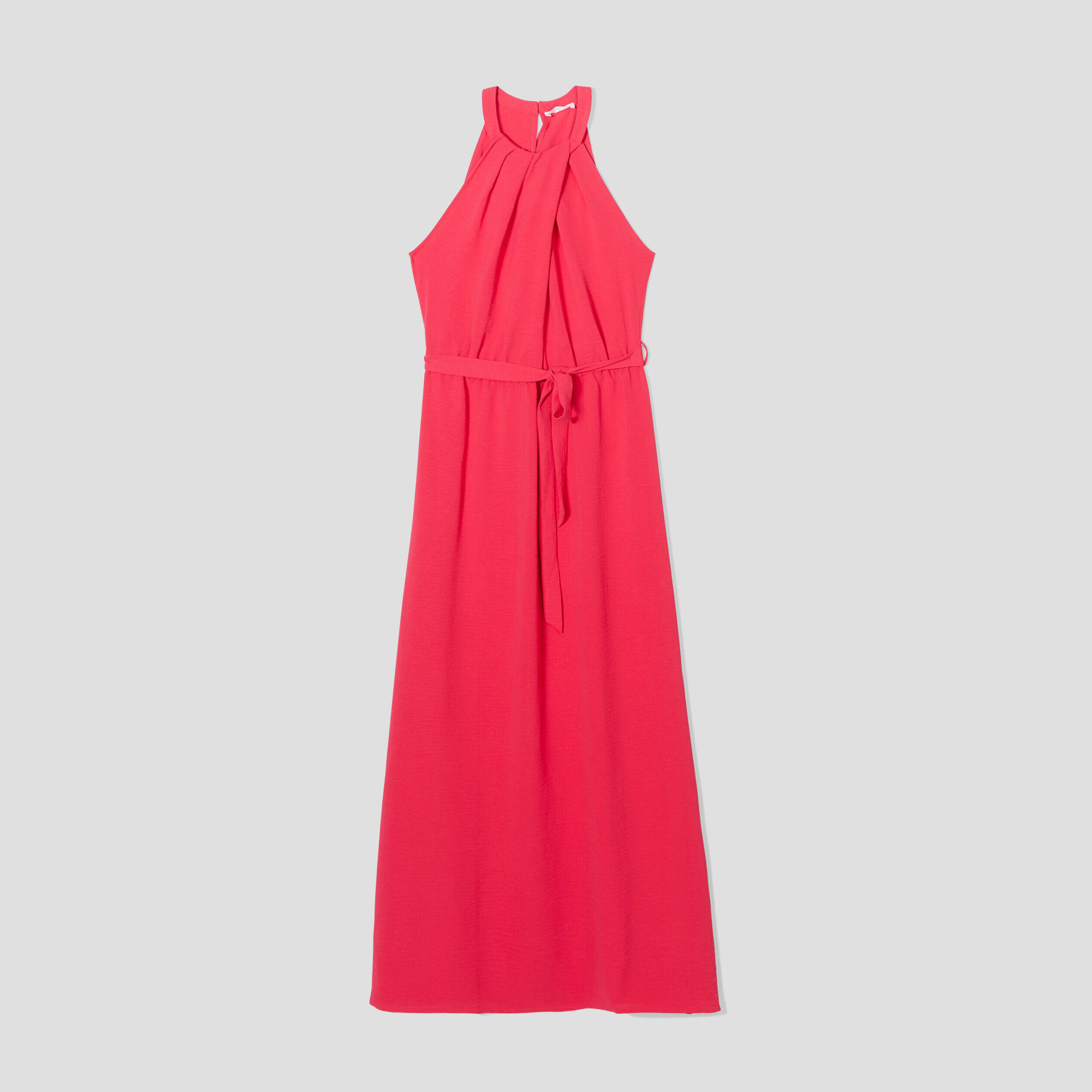 Robe longue droite drapée rose vif femme | Cache Cache