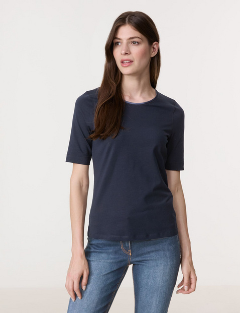 T-Shirt mit Satinblende
