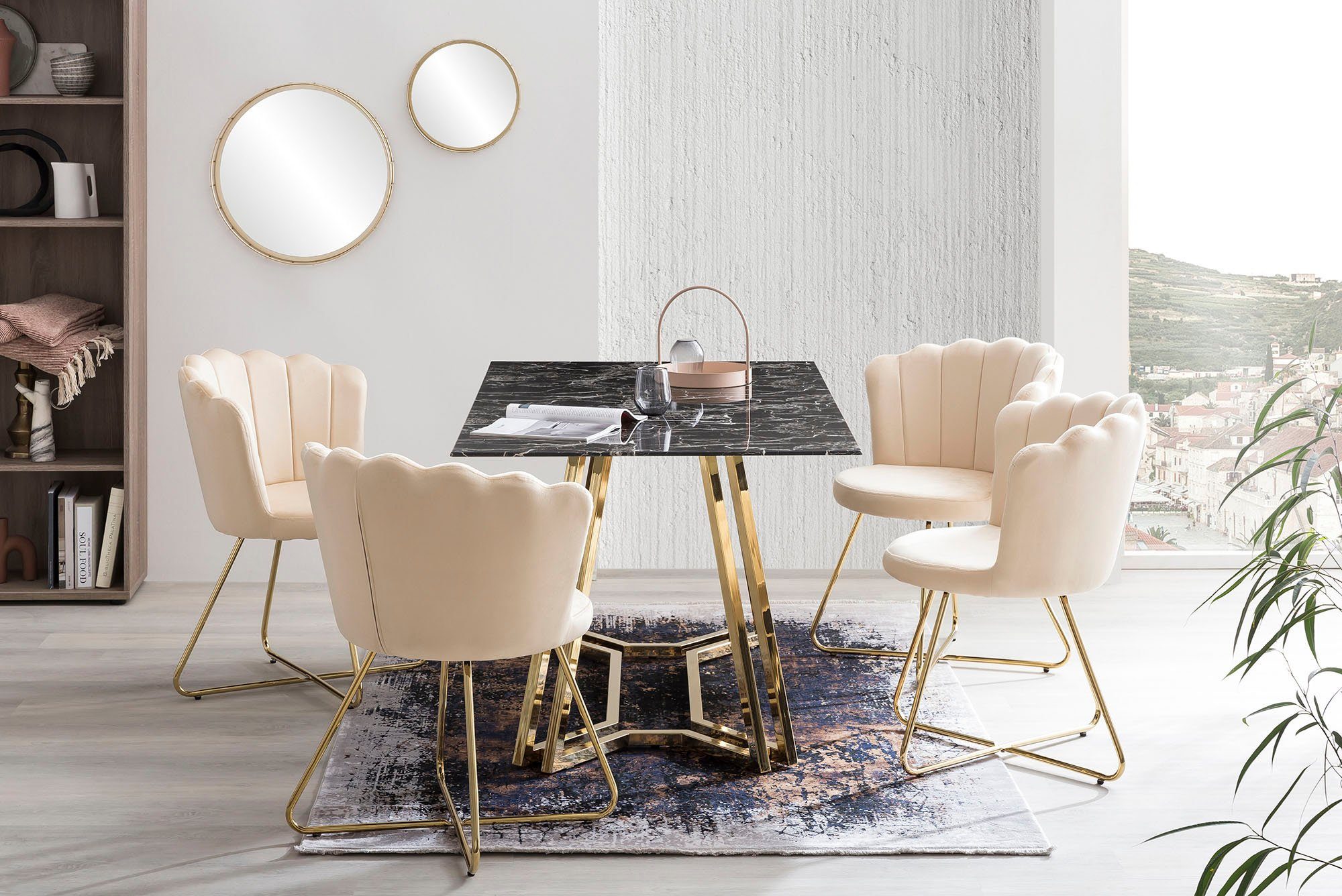 SalesFever Polsterstuhl (Set, 2 St), Muschel-Design
